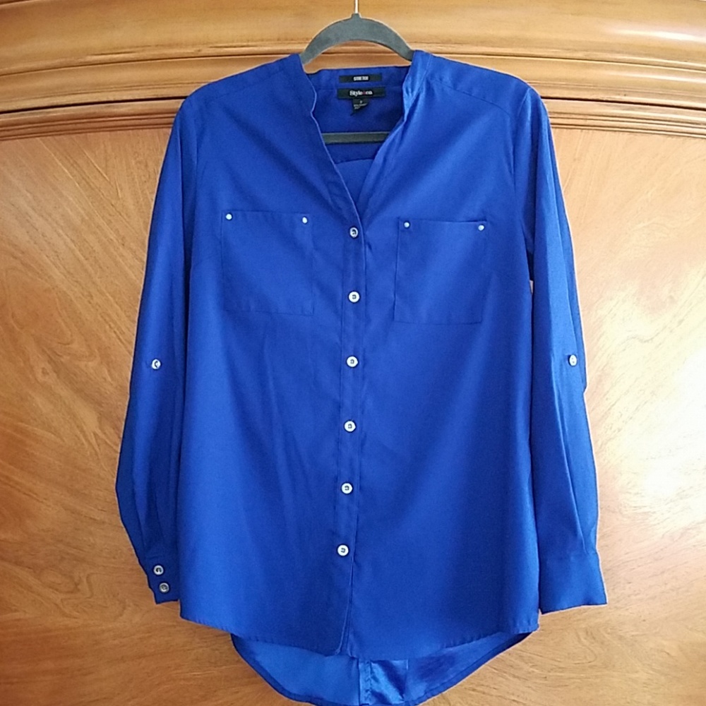 Royal Blue Tunic Convertible Button Up